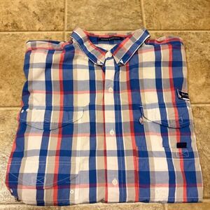 Columbia PFG Super Bonehead Mens XXL 2TG Plaid Short Sleeve Fishing Shirt